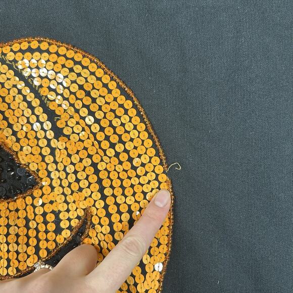 Vtg Quacker Factory Womens Medium Halloween Sequin Jack O'Lantern Sweatshirt - Picture 3 of 9